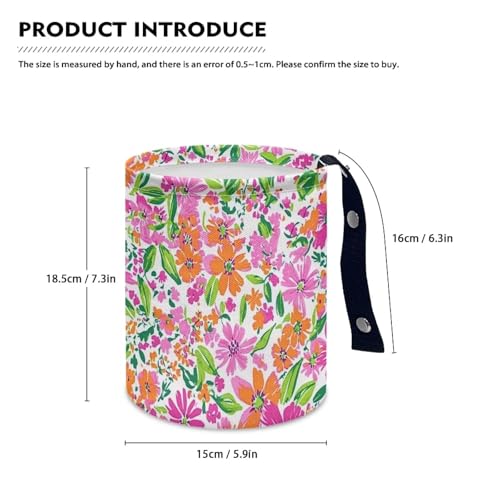 Image of Colorful Floral Car Garbage Can Mini Car Trash Bin Hanging Headrest with Adjustable Buttons Multipurpose Car Organizer AutoAccessories
