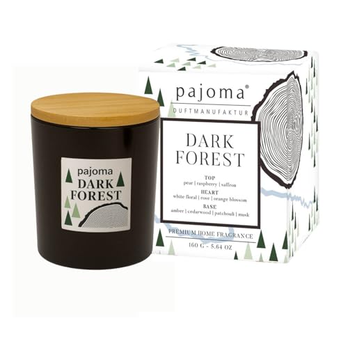 pajoma® Duftkerze im Glas Dark Forest, 140 g mit Bambusdeckel 27 Std....