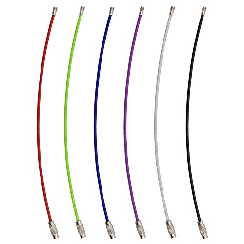 Wisdompro Wire Keychain Cable 6 Pack of 6.3 Inch Stainless Steel Wire Keyrings 2mm Cable Keyring Loop/Hoop for Luggage Tags Keys and ID Tag Keepers - MultiColor
