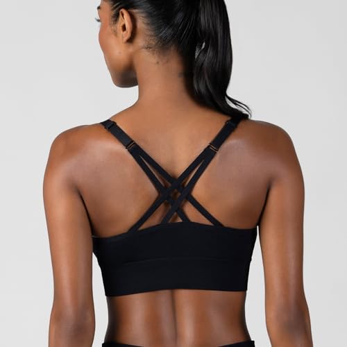 New Balance Women’s Seamless Strappy Sports Bra 3 Pack, Wirefree Athletic Sports Bras, Black/Black/Black, Small - image 2