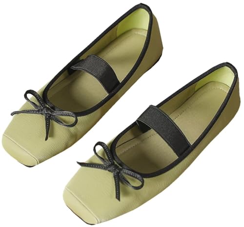 INEELUYI Women's Square Toe Buckle Mary Jane Flats Shoes Vintage Style Dress Ballet Flats for Walking
