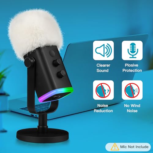 ZealSound Furry Mic Cover for Blue Yeti/Yeti Pro/Razer Seiren Mini/zealsound k66, Microphone Pop Filter with Furry Wind Muff - Image 3