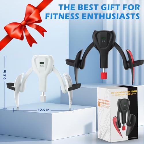 Image of 3rd Gen Thigh Master 0-100 lbs Adjustable Resistance Inner Thigh Exerciser Trainer Counter with Leg Straps Band Pelvic Floor Kegel Hip Exercise Workout Equipment Pilates Women Men (White)