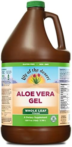 Lily Of The Desert Aloe Vera Gel Whole Leaf Filtered, Vegan Dietary Supplement Drink, Certified Organically Grown, Immune Support Beverage, Digestive Aid for Gut Health, No Water Added, 1 Gallon