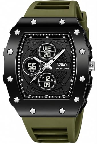 Image of V2A Impact-TERRAX 3105 Analog-Digital Watch for Men | Bold Tonneau Design with Multi-Display Dial | 50M Waterproof Sports Watch | Countdown, Alarm & Stopwatch