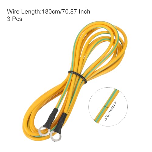 Image of MECCANIXITY ESD Grounding Cable Cord 180cm /70.87 Inch Long,Anti-Static Ground Wire Cable for Eliminate Conductor Electrostatic, Pack of 3(Yellow,Green)