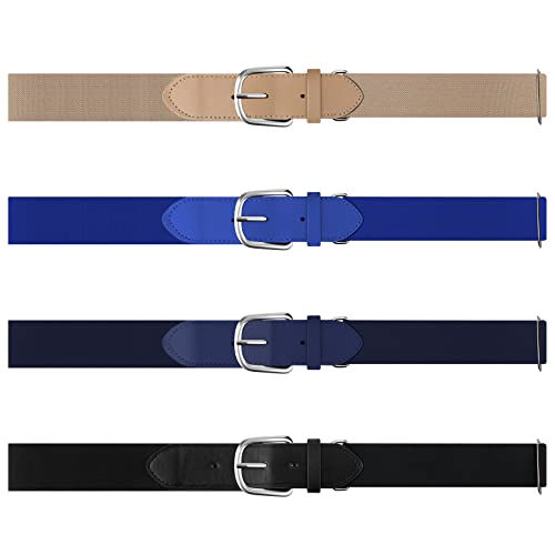 Sintege 4 Pcs Baseball Belt Adjustable Softball Belt Sports Softball Uniform Belts For Adult Youth Men Women Boys Girls (Black, Navy Blue, Khaki, Royal Blue, 22-46 Inch) #TOP29