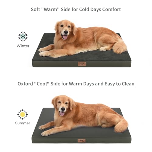 Image of Jumbo Waterproof Orthopedic Dog Bed for Extra Large Dogs | Egg Crate Foam, Pressure Relief, Fits 54x37 Crates, Machine Washable 1680D Oxford Cover, Indoor & Outdoor Use, Up to 150 lbs