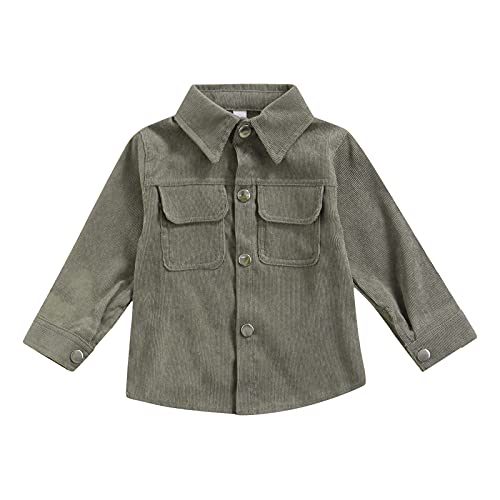 Toddler Boy Cute Long Sleeve Button Down Corduroy Jacket Winter Baby Dress Coat (Dark Green,12-18 Months) #TOP4