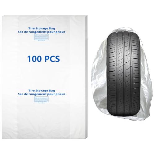 Image of WHEEL CONNECT Tire Storage Bags. Made of Polyethylene LDPE Plastic, Extra-Large 44 inchX48 inchH, White, Pack of 100pcs. X-Large.No Logo Printed.