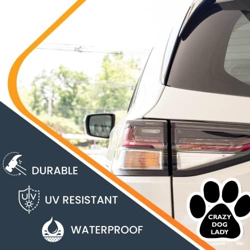 Image of Crazy Dog Lady Pawprint Car Magnet 5 Inch, Dog Lover Gift | Heavy duty magnetic decal for car, truck, SUV or fridge, full color UV printed