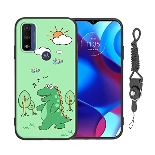 Nuouxoco For Galaxy Moto G Pure Phone Case (2021) Cute Funny Green Cartoon Dinosaur For Women Girls With Strap Shockproof Protection Cover For Motorola G Power (2022)/Moto G Play (2023)-Cute Dinosaur #TOP7