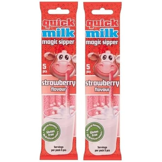 Quicks Magic Sipper Straws - Strawberry Pack of 2 30g
