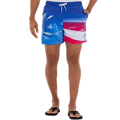 Guy Harvey Men's Marlin Patriot 5" Volley Swim Trunk, Estate Blue, Large #TOP8