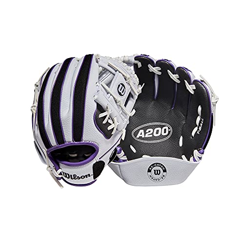 Wilson 2022 A200 Ez Catch 10" Baseball Glove - White/Black/Purple, Right Hand Throw #TOP25
