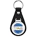 Nicaragua Flag Brushstroke Keychain Black Premium Leather Key Chain with Key Ring