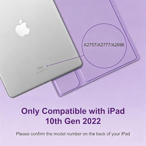 Image of MMK for iPad 11th 10th Generation Case with Keyboard (2022, 10.9 inch), Wireless Detachable Keyboard, Pencil Holder for iPad 11 inch (A16 2025), 10th Gen (10.9 Inch 2022) (Purple New)