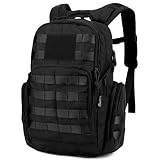Mardingtop plecak taktyczny z systemem Molle, 25 l / 40 l, plecak wojskowy dla dorosłych, szturmowy plecak trekkingowy, na zewnątrz, na wędrówki, kemping, polowanie, podróż New Black-25l 25L