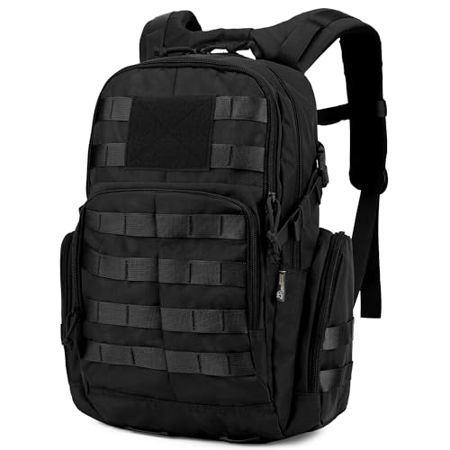 Mardingtop plecak taktyczny z systemem Molle, 25 l / 40 l, plecak wojskowy dla dorosłych, szturmowy plecak trekkingowy, na zewnątrz, na wędrówki, kemping, polowanie, podróż New Black-25l 25L
