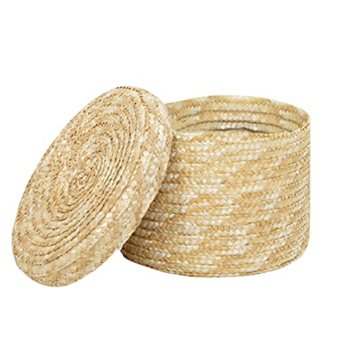 Laundry Basket Woven Wheat- Straw Bin Straw Woven Storage sundries