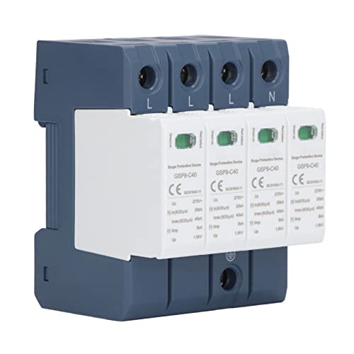 Natudeco Dispositivo de protección contra sobretensión Protector de Picos de Voltaje 40 KA 4P Supresor de transitorios DIN Industrial para instalación en riel AC 275 V