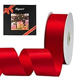 Solid Color Double Faced Red Satin Ribbon 1-1/2" X 50 Yards, Ribbons Perfect for Crafts, Wedding Decor, Bow Making, Sewing, Gift Package Wrapping and More