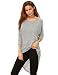 Verdusa Women's Casual Long Sleeve Knit Bow Back High Low T-shirt Blouse Top Grey M