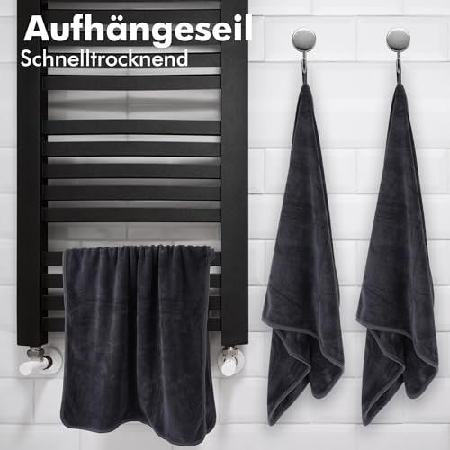 MLACXLT Badetücher Größe 90 x 180 cm – Sauna Handtuch Männer aus Mikrofaser 420 g/m², Schnelltrocknend & Leicht, Handtuch Groß für Sauna, Strand & Bad (Dunkelgrau)