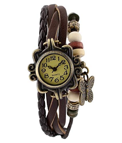 Pappi-Haunt Vintage Butterfly Black Leather Multi Strap Bracelet Band Watch for Girls & Women (B016A3DYO4) Amazon Price History, Amazon Price Tracker