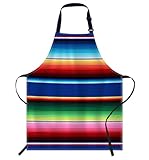oFloral Mexican Colorful Stripes Apron Unisex Adjustable Bib Apron Cooking Kitchen Chef Women Men Aprons for Home Kitchen, Restaurant,Coffee House,Shop,Garden