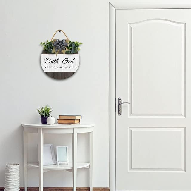 Miniatura 4 de Letrero de 11 x 11 pulgadas con texto en inglés «In with God All Things are Possible», decoración para colgar en la pared, versículos bíblicos