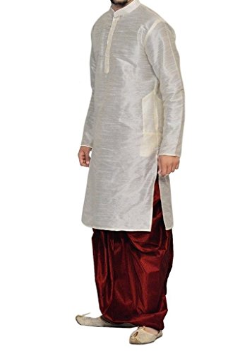 Dhoti Kurta de seda conjunto cómodo de dos piezas para caballero 2