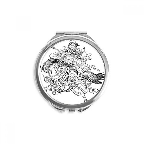 Miroir de poche rond compact portable pour maquillage Romance des Trois Royaumes