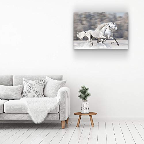 Startonight Wall Art Canvas Horses Running Fast, Animals Framed 24 X 36 Inches #TOP6