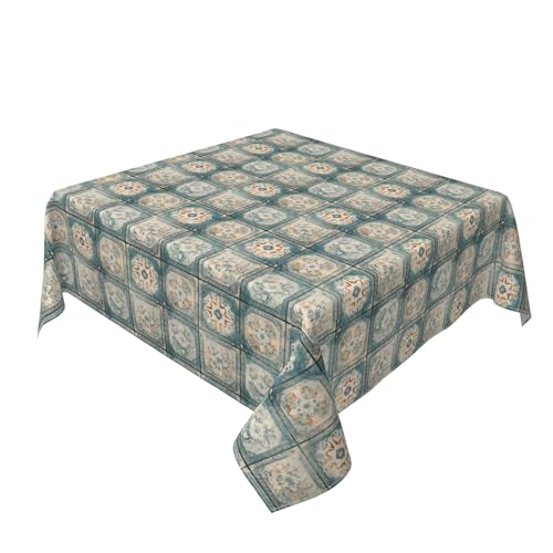 Square Tablecloth 54 x 54 Inch, Vintage Damask Kitchen Square Table Cloth Washable Table Cloths Table Topper for Dining, Party, 