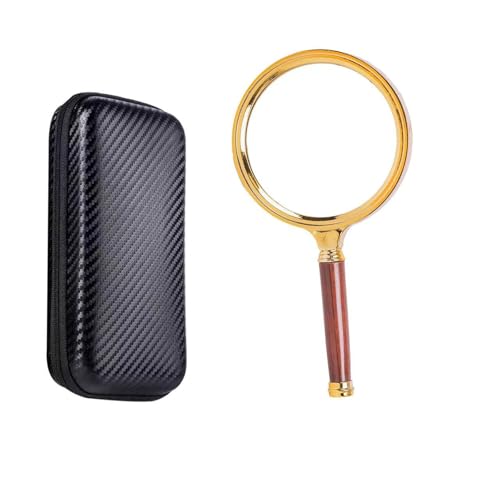 Lente d'ingrandimento portatile da 60 mm, manico in legno, vetro ottico avanzato per apprendimento domestico, lettura, riparazione elettronica e manutenzione (inclusa scatola in fibra di carbonio)
