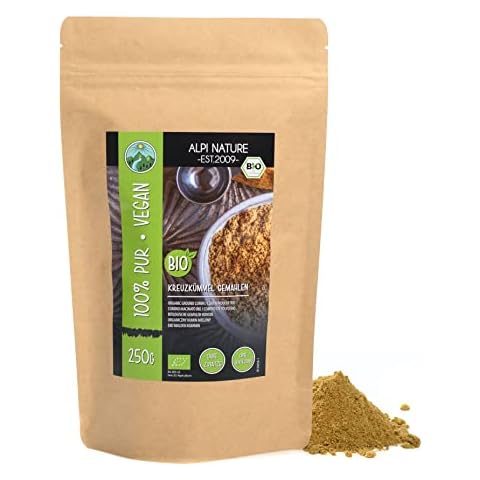 BIO Kreuzkümmel gemahlen (250g), Kreuzkümmelpulver, Kreuzkümmelsamen gemahlen in Rohkostqualität aus kontrolliert biologischem Anbau, Kreuzkümmelkörner glutenfrei, laktosefrei, laborgeprüft, vegan Cover