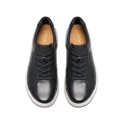 Clarks Men's Mapstone Lace Sneaker, Black Leather, 72