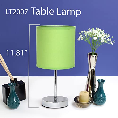Simple Designs Lt2007-Grn Chrome Mini Basic Table Lamp With Fabric Shade, Green #TOP1