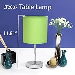 Simple Designs LT2007-GRN Chrome Mini Basic Table Lamp with Fabric Shade, Green - Image 2