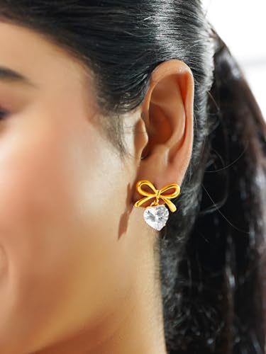 Image of 18K Gold Plated Heart Earrings for Women & Girls | Heart Hoops, Studs & Huggies | Waterproof and Anti Tarnish Jewellery | Valentines Gift for Girlfriend | Gifts for Women | 1 Year Warranty*