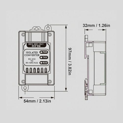 Rs232 a Ethernet Modbus industrial de 3000Vrms para transferencia de datos estables 5
