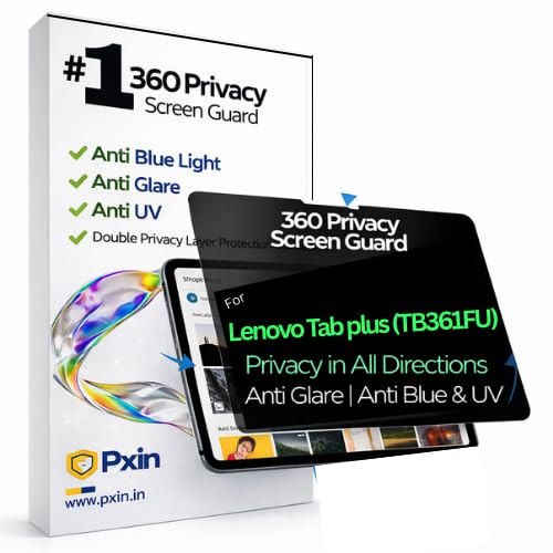 Image of Pxin Tablet Privacy Guard compatible with Lenovo Tab plus (TB361FU) | Privacy screen protector | Anti Glare | Anti Spy Screen | Reduces blue light | 360 degree Privacy Screen | Eye Protection