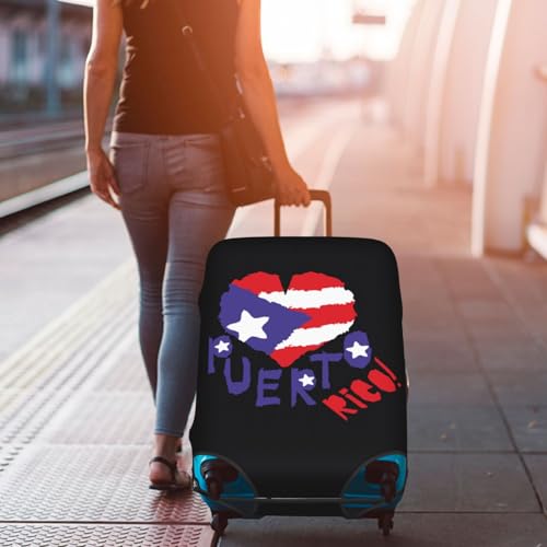 Heart With Puerto Rico Travel Luggage Cover Elastic Suitcase Protector Washable Baggage Covers For Trunk Case Fits 22-24 Inch Luggage 6