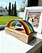 Andthen Rainbow Bridge Fused Glass 3D Colorful Bridge with Beech Wood Base & Sympathy Card Memorial Gift for Dog Cat