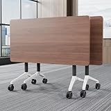 Auoriflex Conference Room Table Folding Conference Table Mobile TrainingTablewithWheels Rectangular Group Room Tables for Office Meeting Room School Wooden,C 2pcs,71in