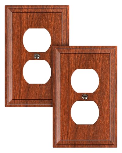 TREEWELL 2-Pack Duplex Outlet Cover, Natural Bamboo Fiber Switch Plates and Outlet Covers, Wood...