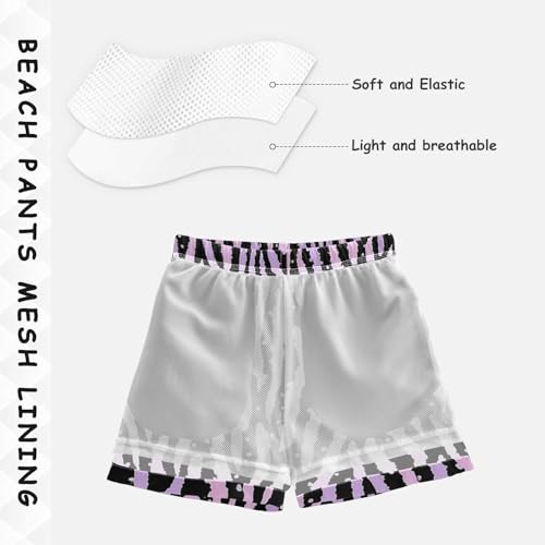Animal Purple Black Running Shorts Youth Swimming Suit Lightweight with Pocket Beach Hawaii Vacation 2T4