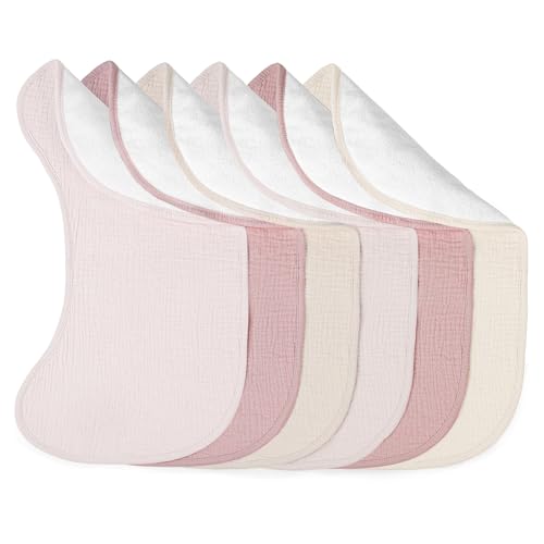 Image of lulumoon Muslin Burp Cloths for Babies: 100% Soft Cotton Large Burping Cloths - Neutral Baby Burp Rags for Boy and Girl - Absorbent Burp Cloth for Spit-Ups 6 Pack