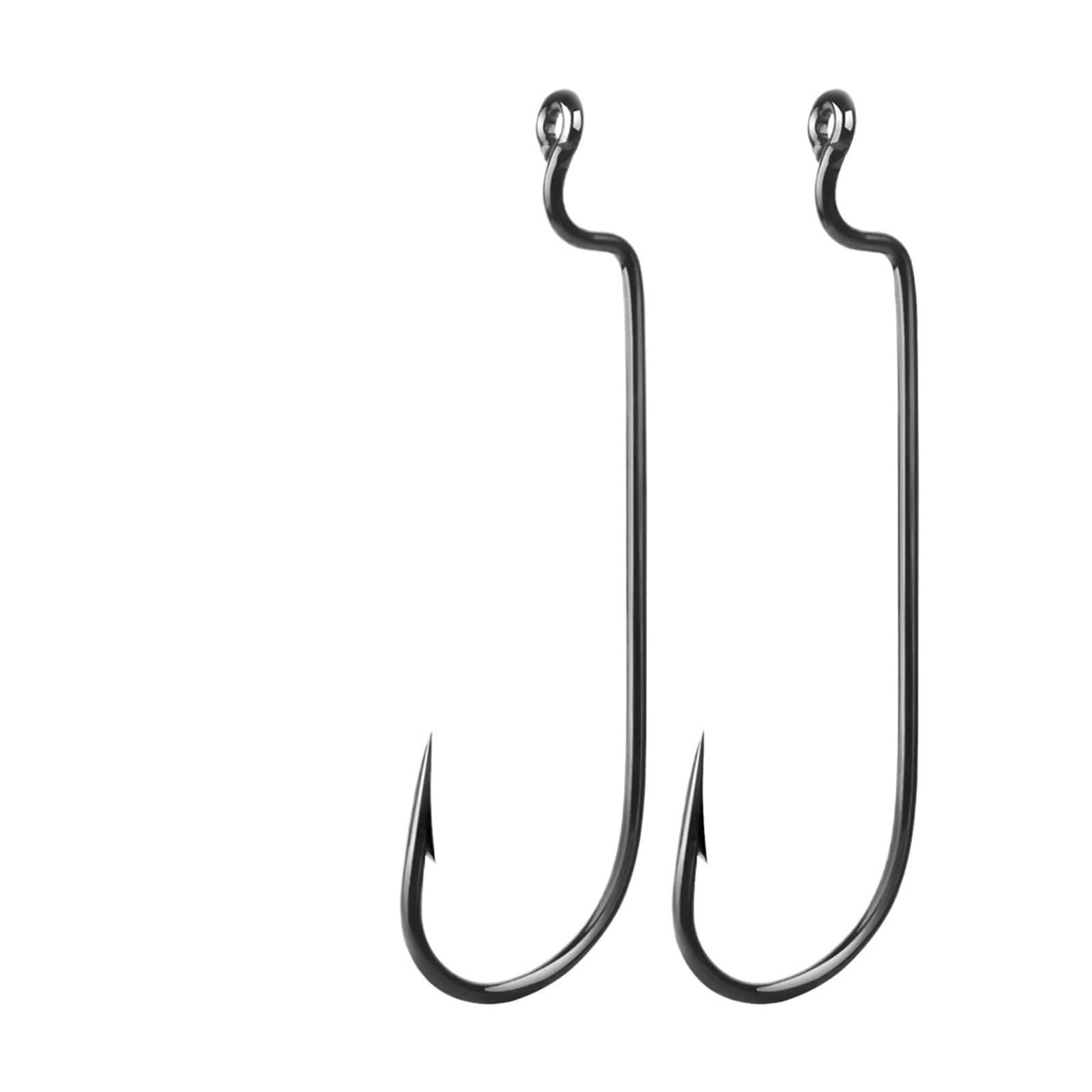 Angeln Offset Wurm Haken 50~200 Stücke High Carbon Stahl Haken for Bass Fishing Wurm Haken Breite Lücke widerhaken Schaft Salzwasser(Size 2-0 Gap-12.1mm,200 Pcs)